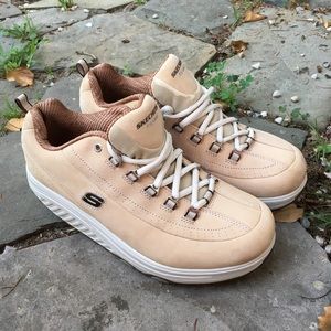 Skechers Fitness Tan Beige Suede Shape Ups